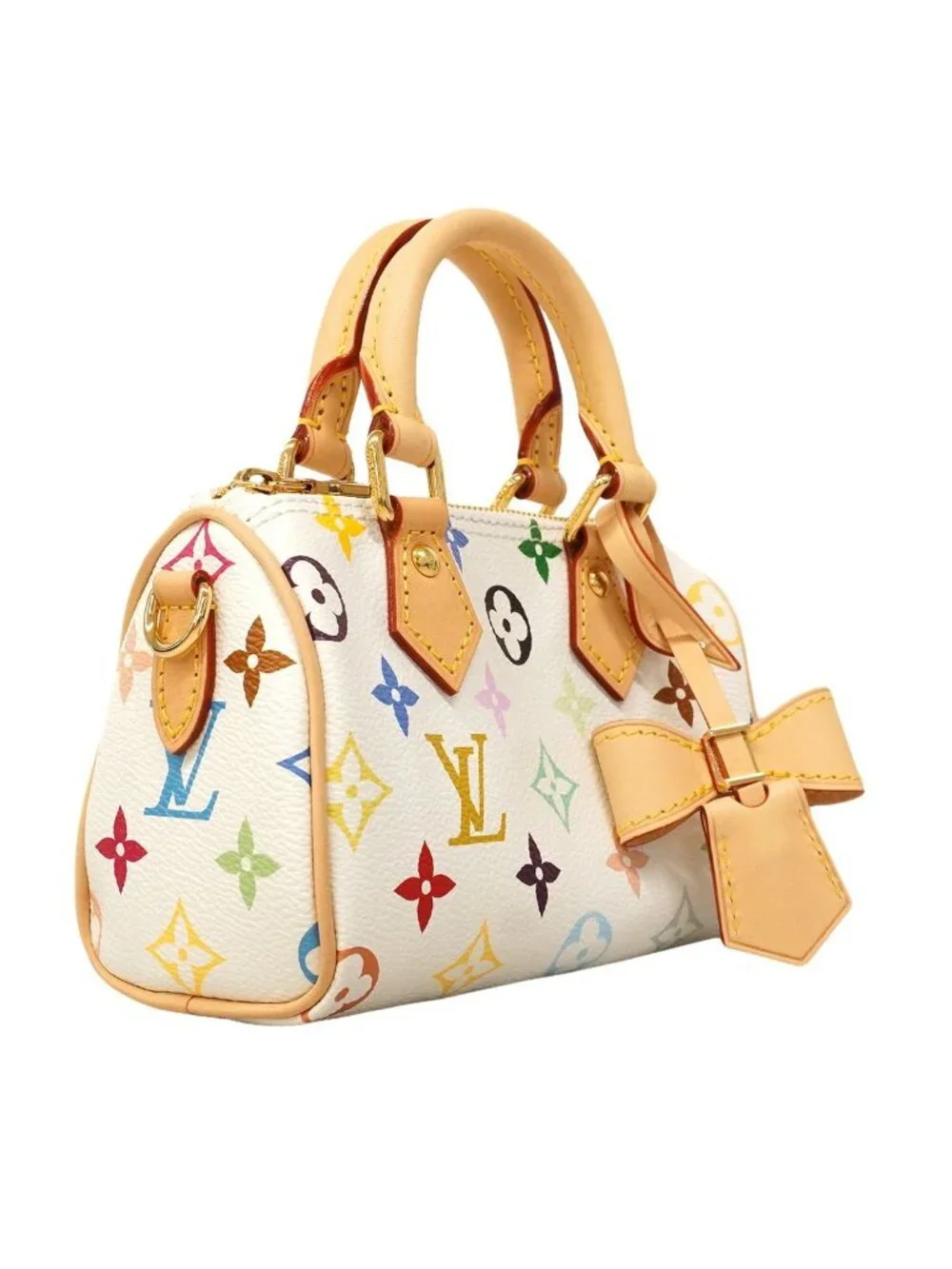 Louis Vuitton Handbag Monogram Multicolor Nano Speedy Blanc 2-Way